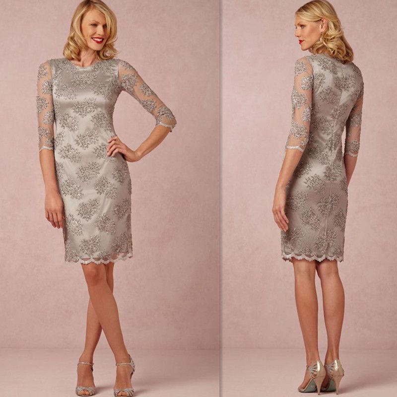 Casual Mother Of The Bride Dresses 2016 Beaded Sliver Lace Appliques