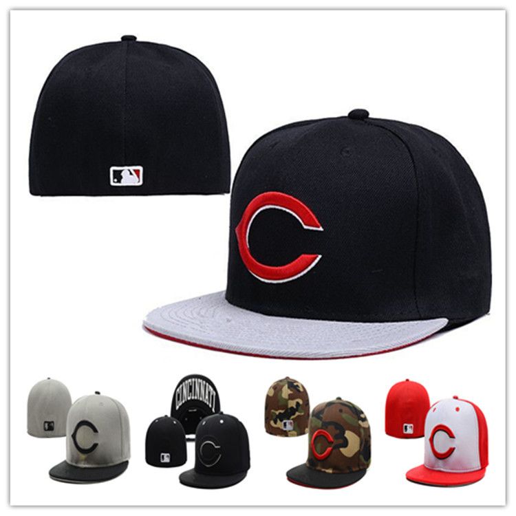 Wholesale Cincinnati Reds Fitted Hats C Letter Baseball Cap Full