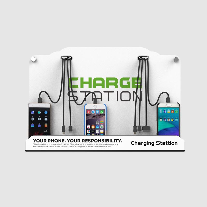 Wall Mounted Cell Phone Charging Station W/ 8 Universal Charging Tips