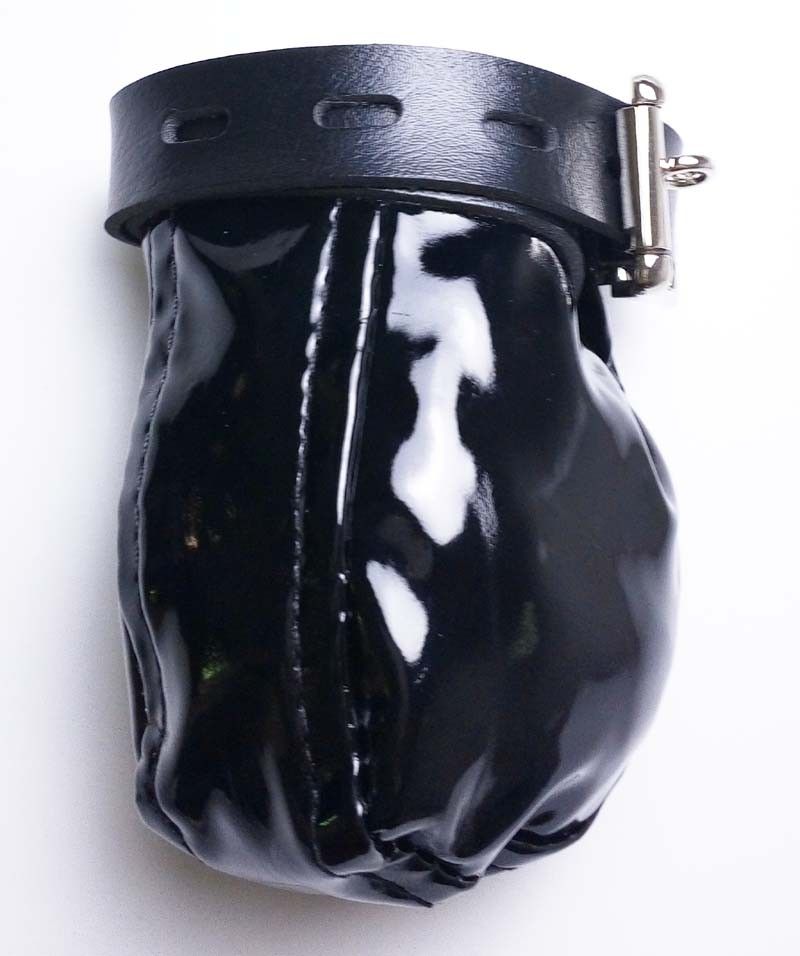 Male Locking Penis Prison Ball Scrotum Zippered Bondage Pouch Black