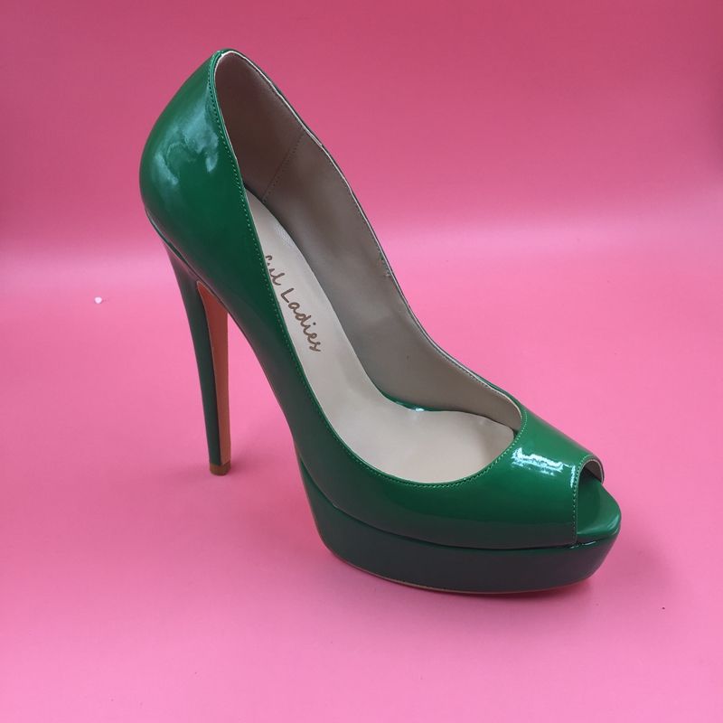 Green Platform Dress Shoes High Heel Wedding Pump Shoes Peep Toe Dress