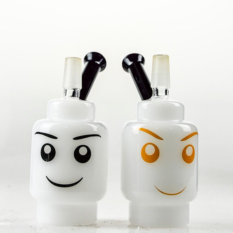 Wholesale Stylish And Cheap Material Smiling Face 4 Inch Glass Oil Rigs White Jade Dabber Bongs