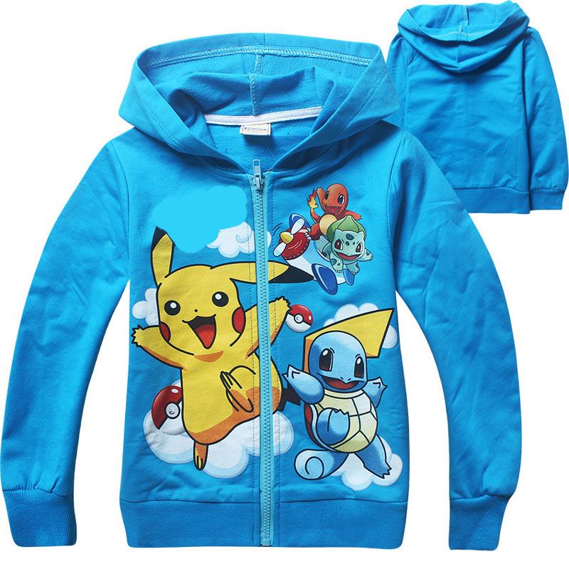 2017 Boys Poke Go Pikachu Hoodies Sweatshirts Children Bulbasaur Jeni