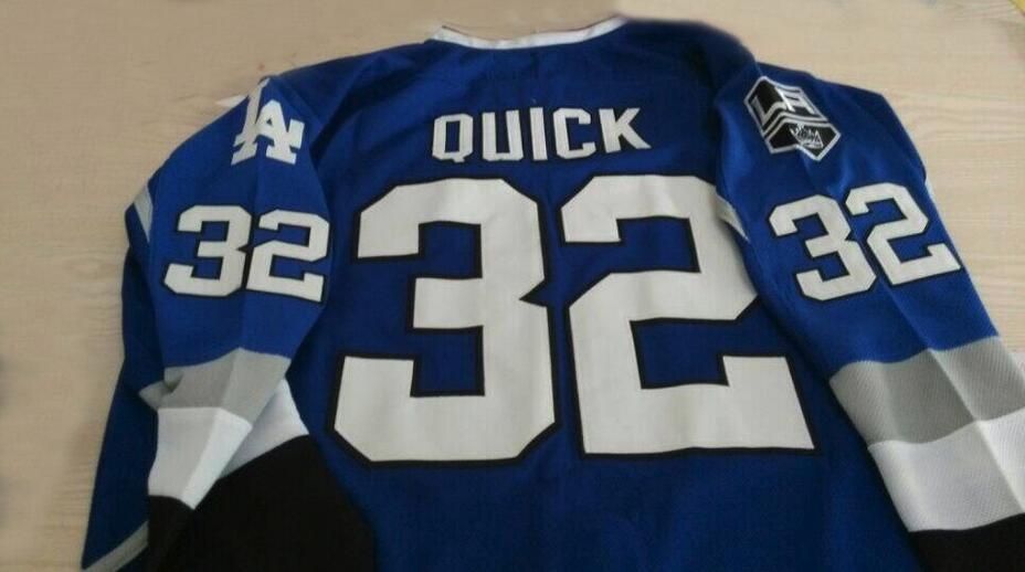 2016 32 Jonathan Quick Los Angeles Dodgers La King Blue Limited Hockey