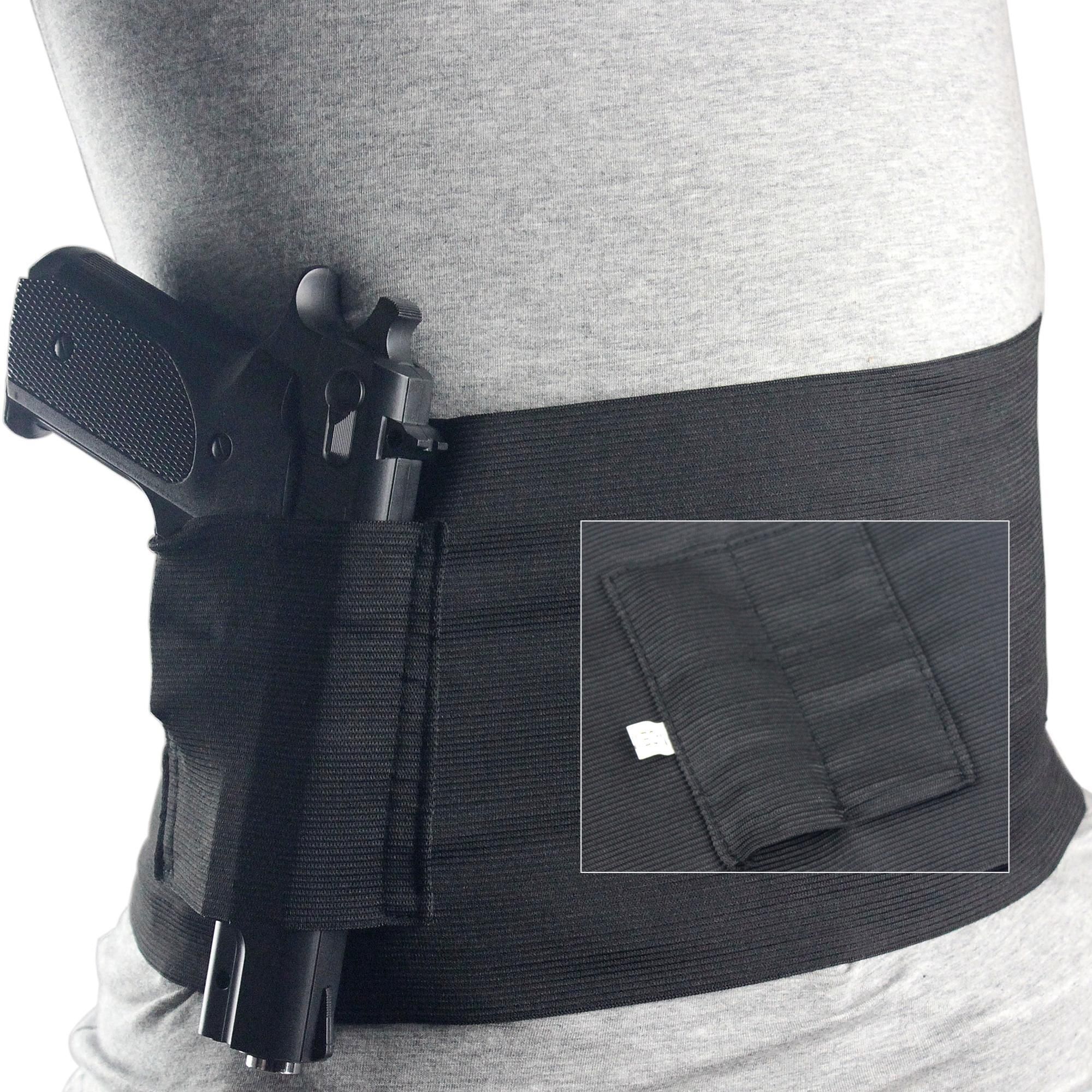 Tactical Elastic Waist Concealed Carry Holster Belly Band Pistol Gun