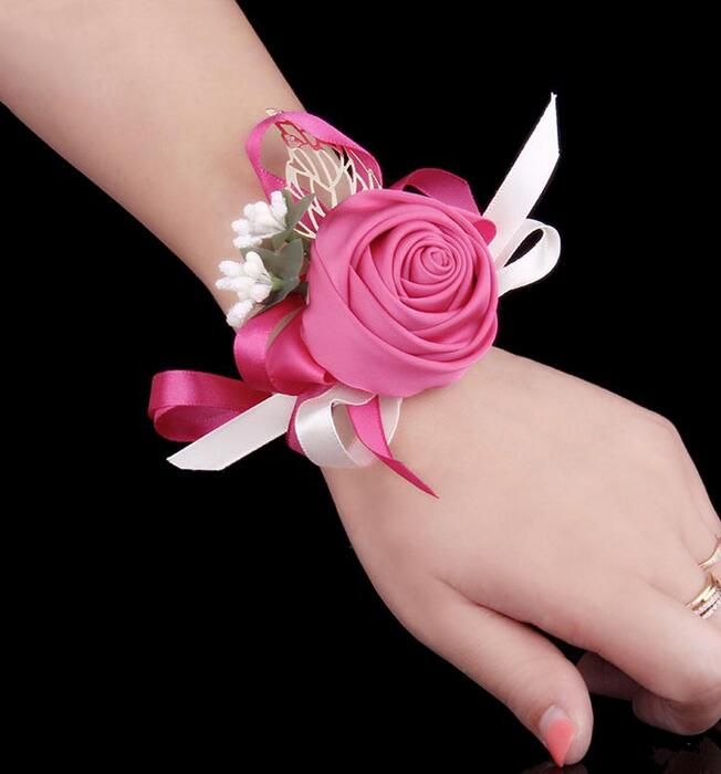 Wedding Corsage Hand Flower Red Silk Corsages In Stock Cheap Wedding
