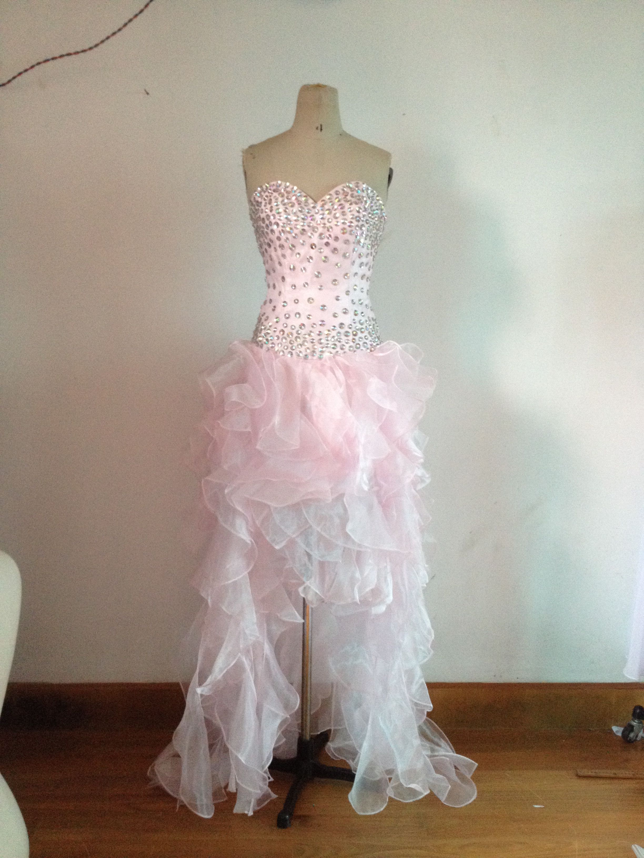 Real Photos Pink Prom Dresses 2017 Sweetheart In Stock Rhinestones Prom