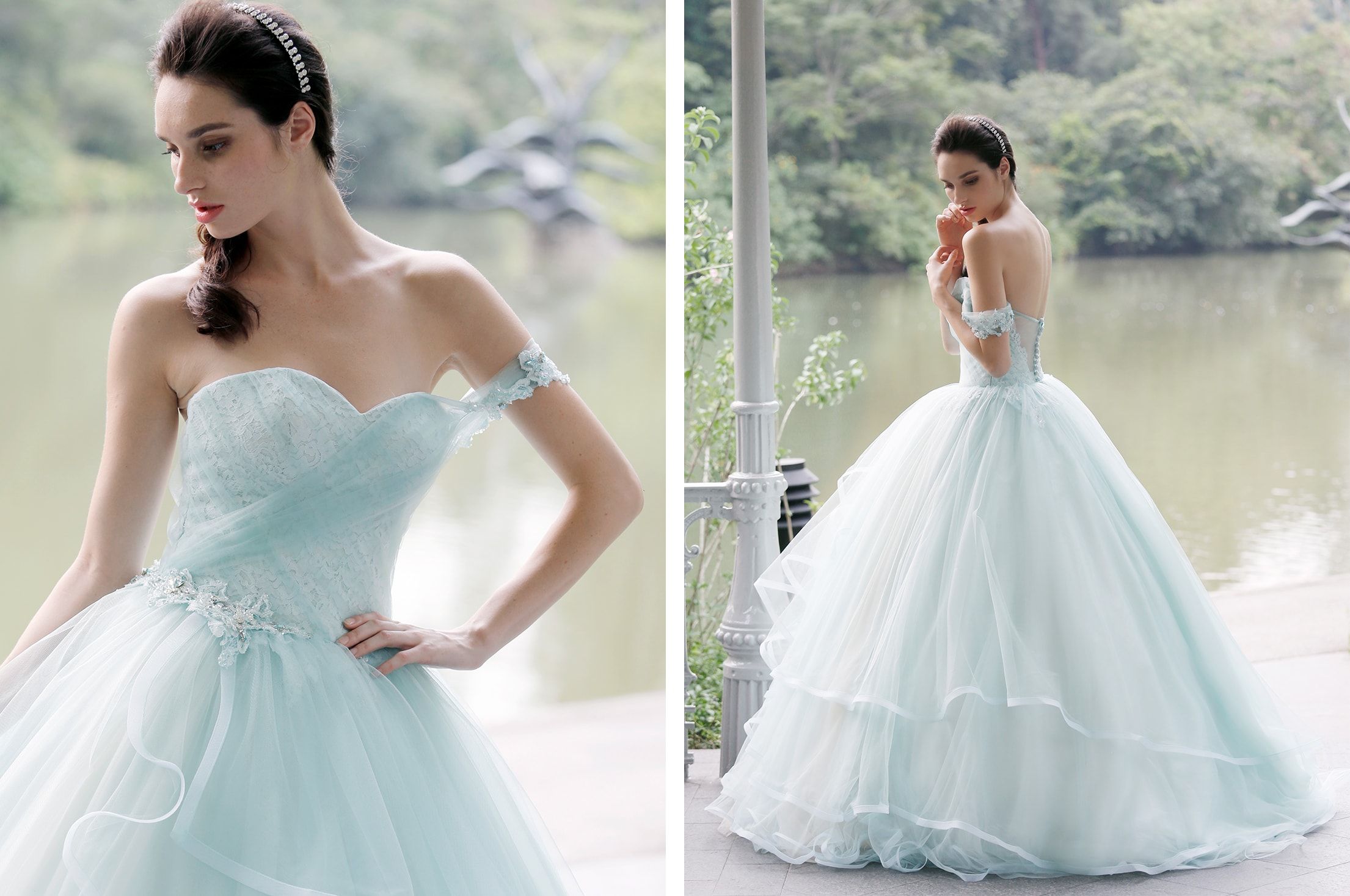 2017 Baby Blue Lace Masquerade Quinceanera Dresses One Shouler Long