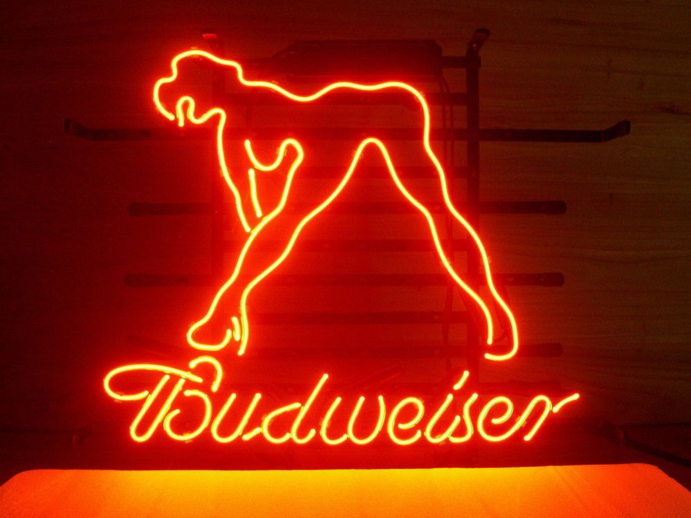 Néon Lumière Signe Bar Budweiser Bud Beter Verre Verre Distribution Club Party Light Craft Dame Live 20x16 Pub Plus grand