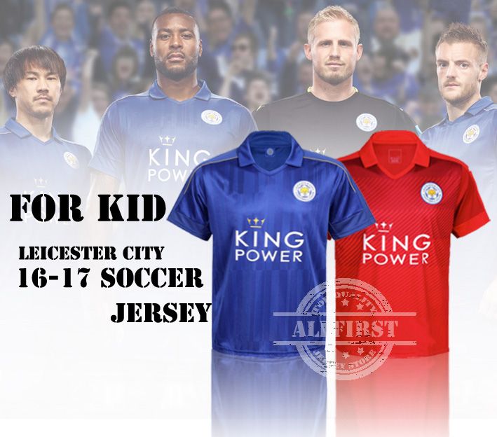 2016 16 17 Leicester City Youth Soccer Jersey #9 Vardy ...