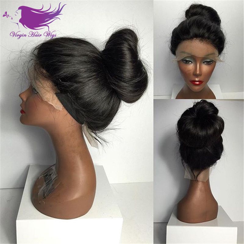 Top Quality High Ponytail Full Lace Wigs Silky Straight Human Hair Lace