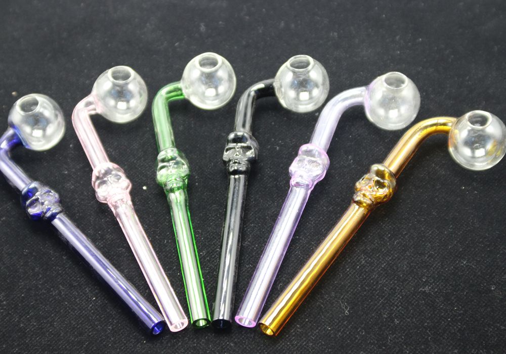 2017 Skull Glass Pipes Curved Glass Oil Burners Pipes With Different