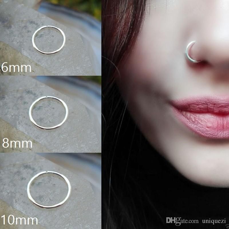 2017 Thin Silver/Rose Gold 316l Surgical Steel Nose Hoop 6mm 8mm 10mm