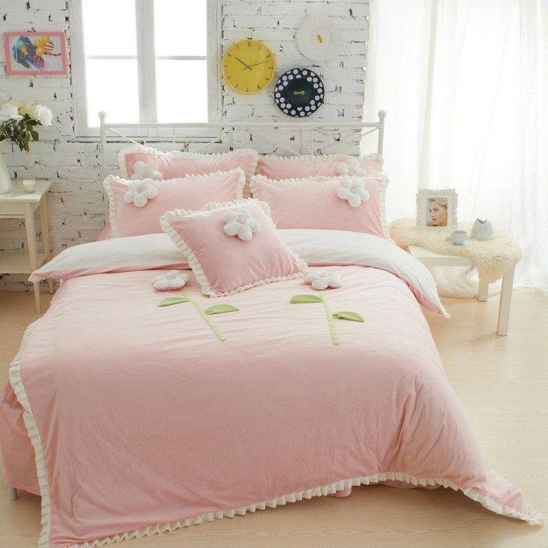 King Queen Twin Girls Bedding Sets Winter Thick Fleece