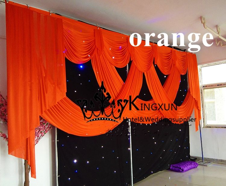 Wholesale Orange Color Wedding Backdrop Curtain Swag Drape Only By