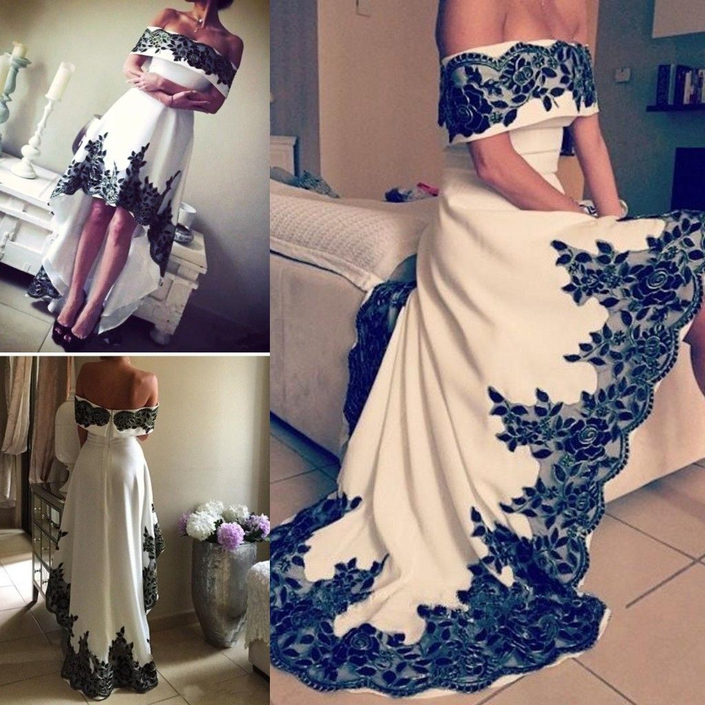 New Arrival Off Shoulder Prom Dresses 2017 Elegant High Low With