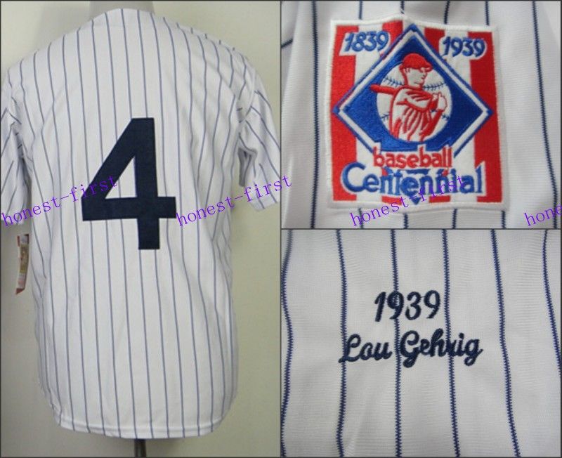 Best 4 Lou Gehrig Jersey New York Baseball Jersey White Strips