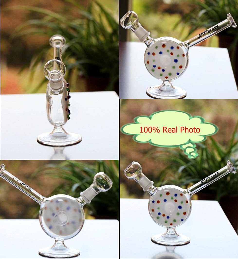 2017 Candy Color 18cm Tall Glass Bong Joint 14.4 Mm Recycler Oil Rigs