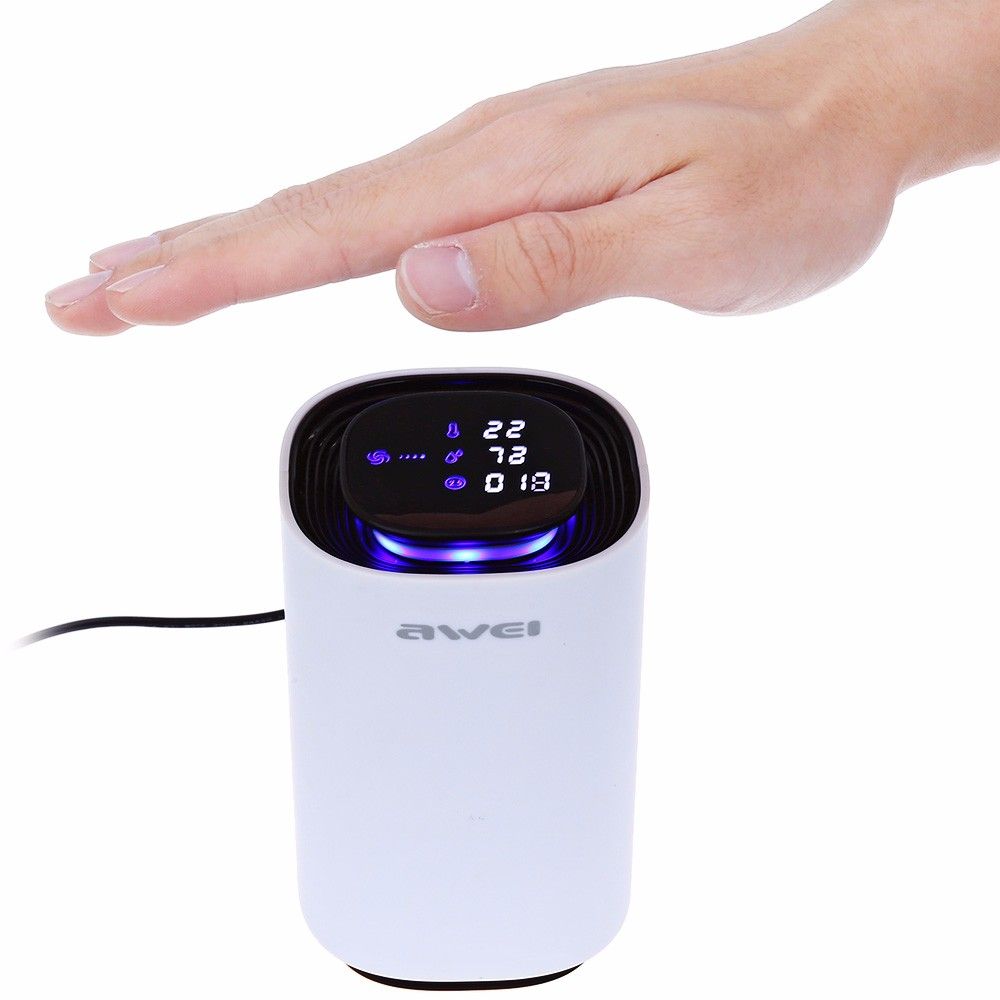 Awei Car Motion Sensor Air Purifier Cleaner Ion Emission Temperature
