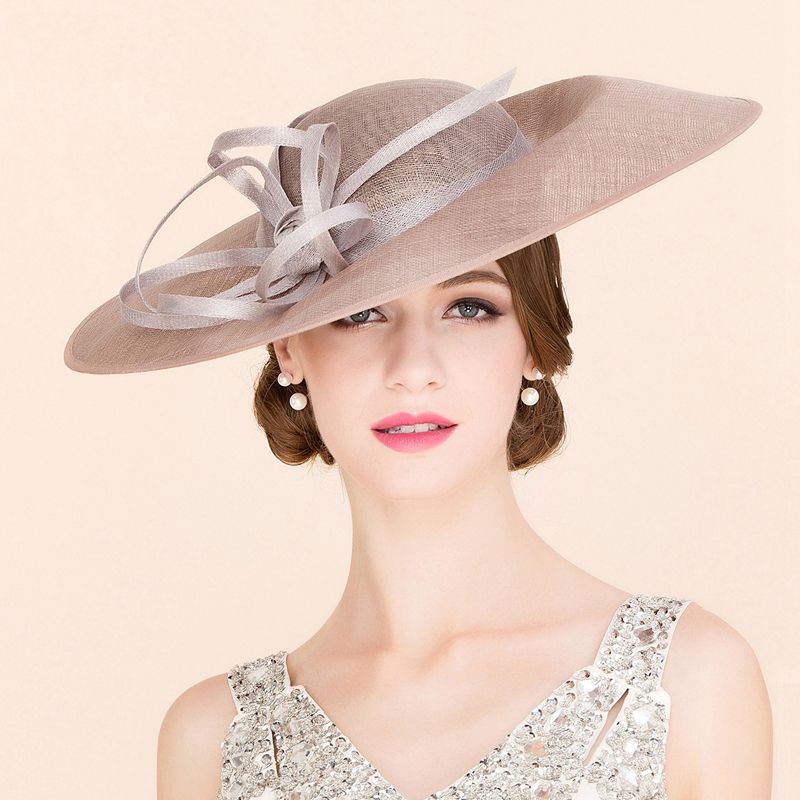 Flirty Netted Overlay Simamay Feathers Derby Floppy 22 Wide Brim Dress