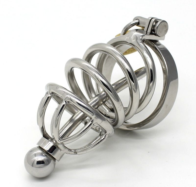 Stainless Steel Male Chastity Device Adult Cock Cage With Removable Urethral Tube Catheter Bdsm