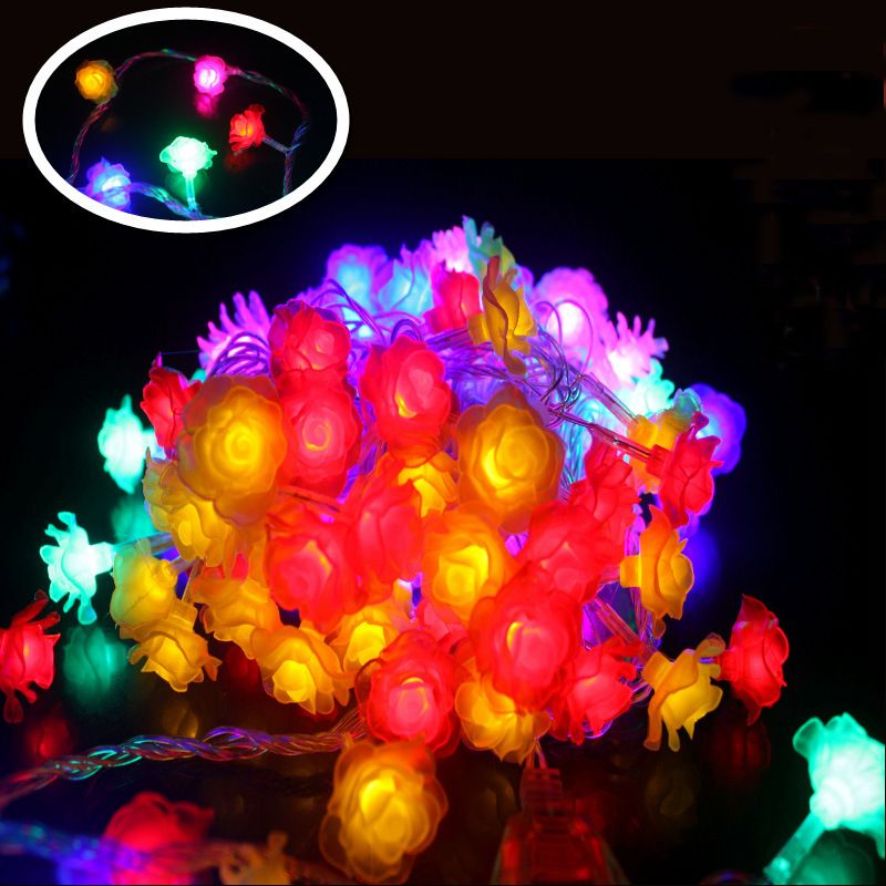 Rose Flower Led Fairy String Lights Waterproof Colorful 220 240v