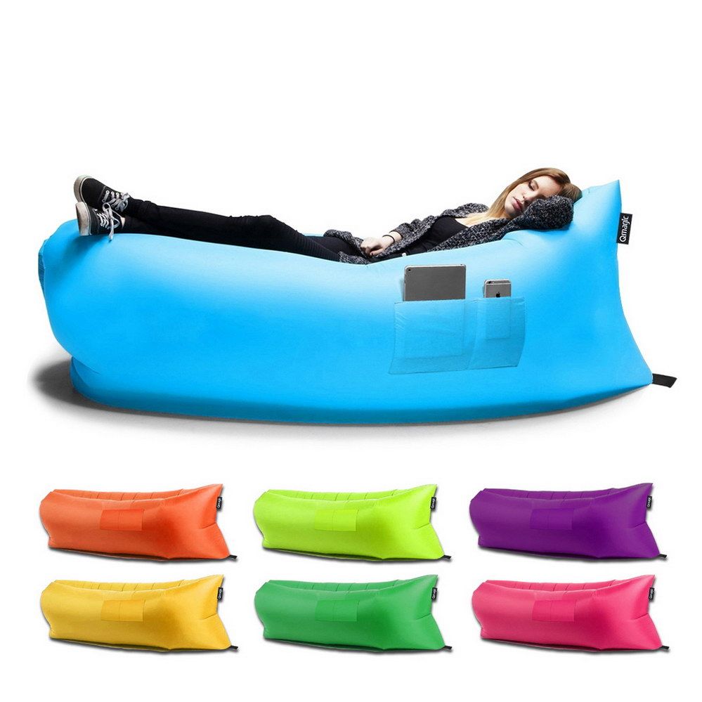 Inflatable Lounger Air Sofa With Pockets Waterproof Hangout As Beanbag