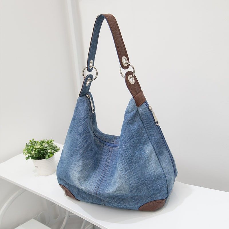 Large Denim Ladies Handbags Women Bag Big Hobo Purses And Hand Bags Jean Shopper Tote Luxury ...