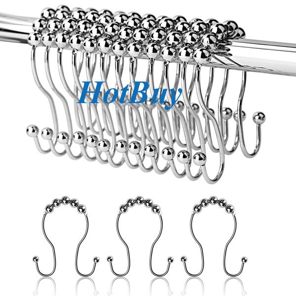 2018 Fivanus Double Hook Shower Curtain Rings Shower Curtain Hook Hangs