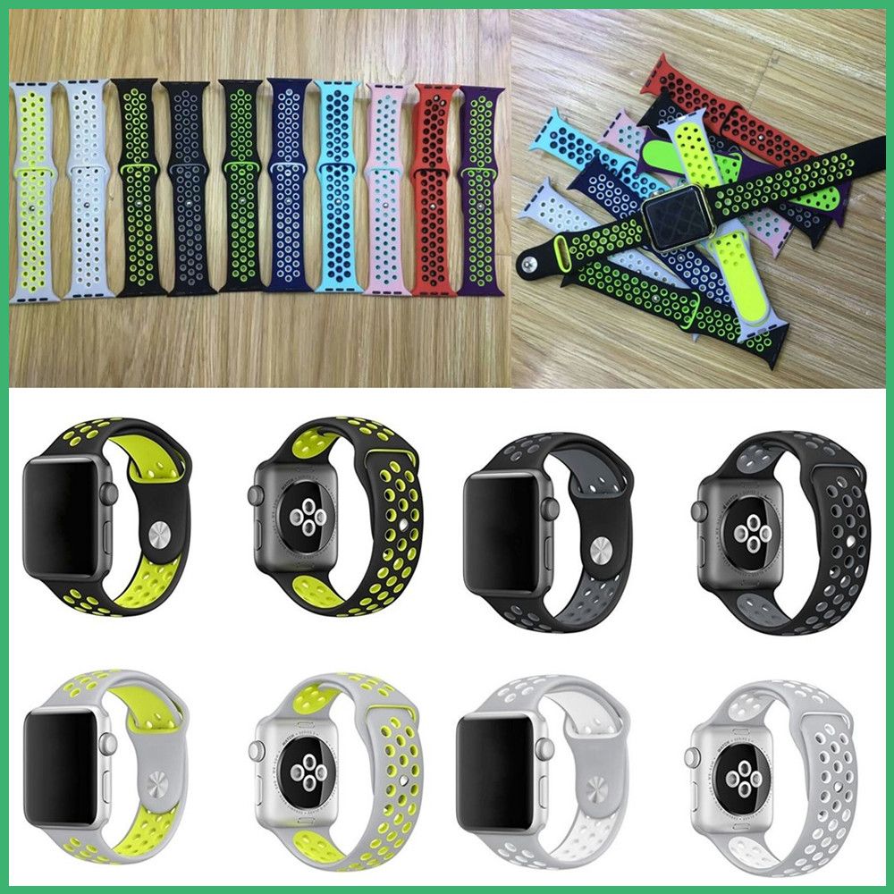 Sport Silicone Watchband Hole Loops Strap For Apple Watch Series 1 And