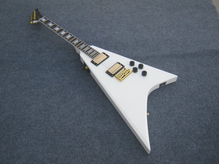 Custom Shop Jackson Flying V White Electric Guitar Best Musical