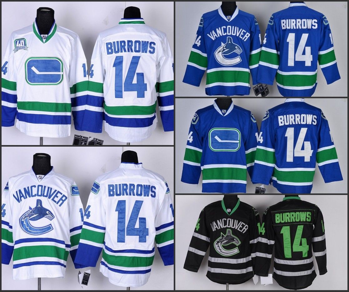 2018 Vancouver Canucks Mens Jerseys 14 Alex Burrows Blue Ice Hockey