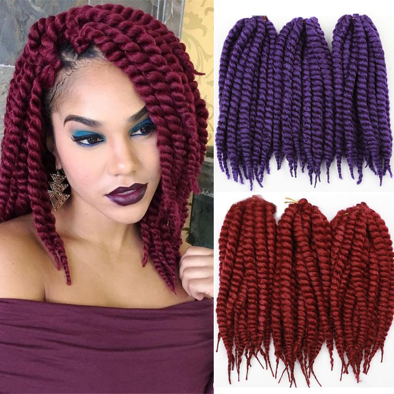 New Arrival Burgundy Havana Mambo Twist Crochet Braid Hair 12 Inch ...