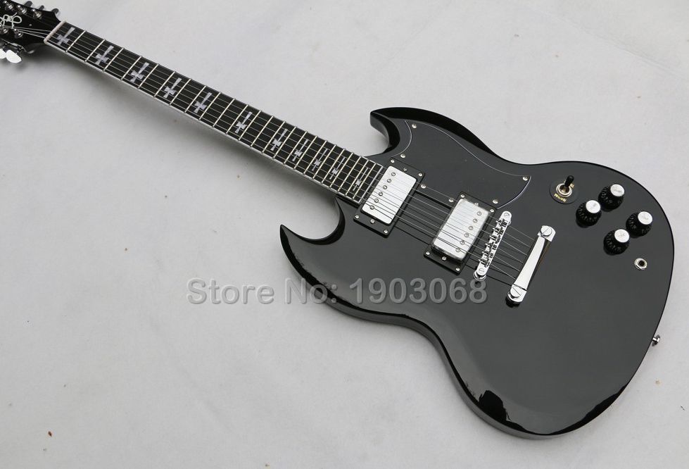 Top Quality Custom 24 Frets Ebony Fretboard Guitar Tony Iommi Signature Sg Electric Guitar Black