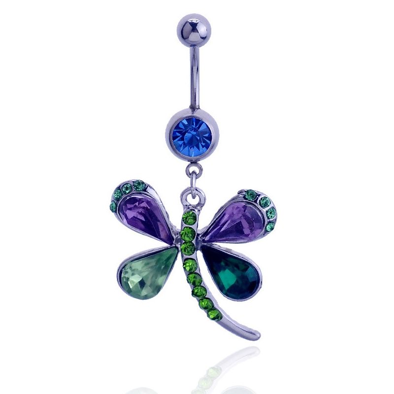 2018 2016 Fashion Colorful Dragonfly Button Barbell Navel Belly Ring