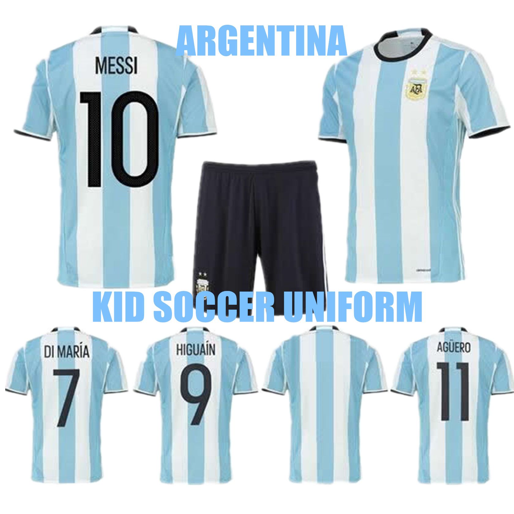 2017 2016 Argentina Kid Soccer Jersey Youth Messi Jerseys Di Maria
