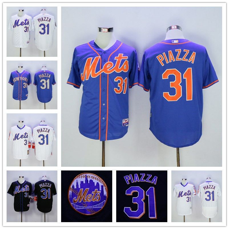 Online Cheap New York Mets 31 Mike Piazza White Black Blue 2016 Hall