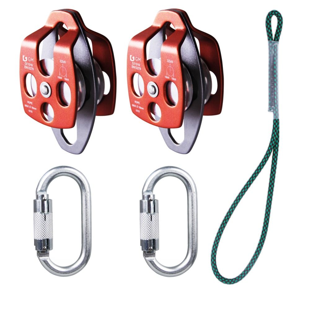Outdoor Climbing Rope Pulley System 32kn Twin Sheave Climbing Double