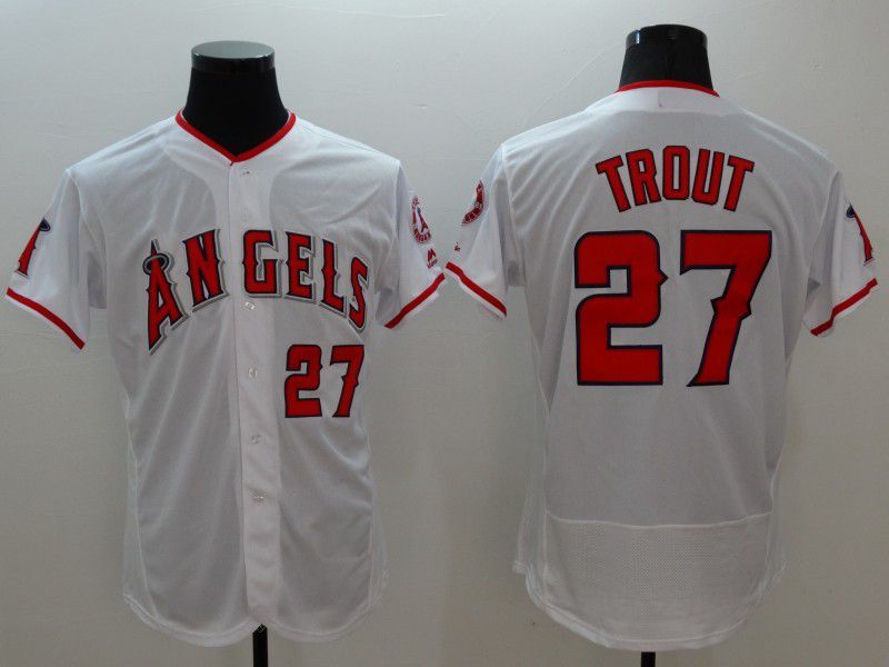 2017 Mike Trout 27 White Baseball Jerseys New Arrival 2016 Flexbase