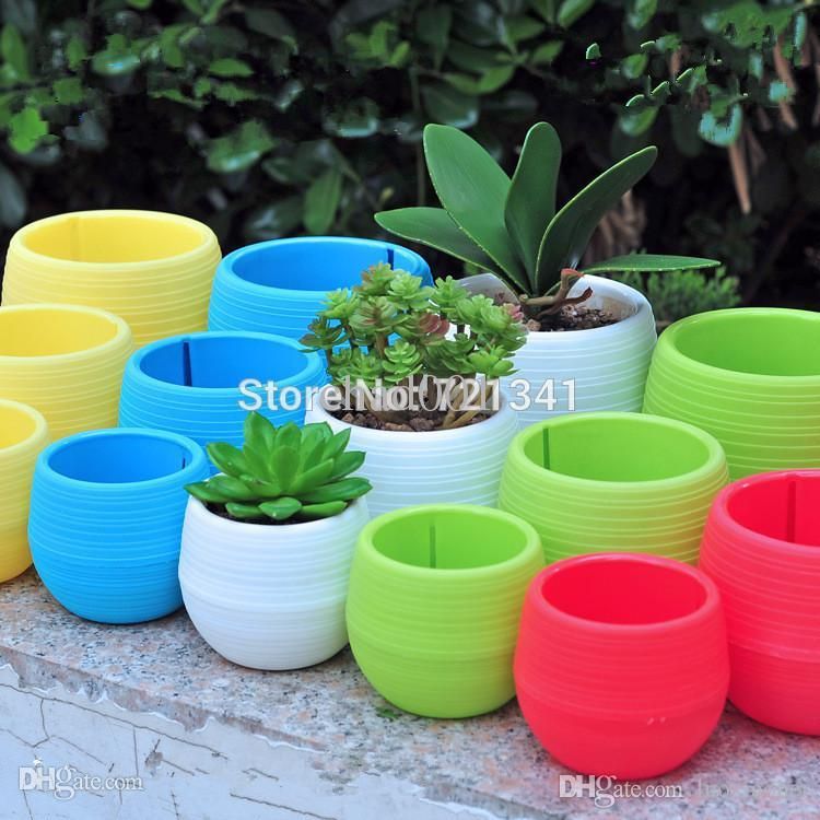 Discount Wholesale Colorful Plastic Plant Pots Water Storage Lazy
