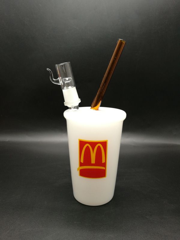 2017 New Design Mcdonald'S Cup Bong Water Pipe With Fixed Straw Mini