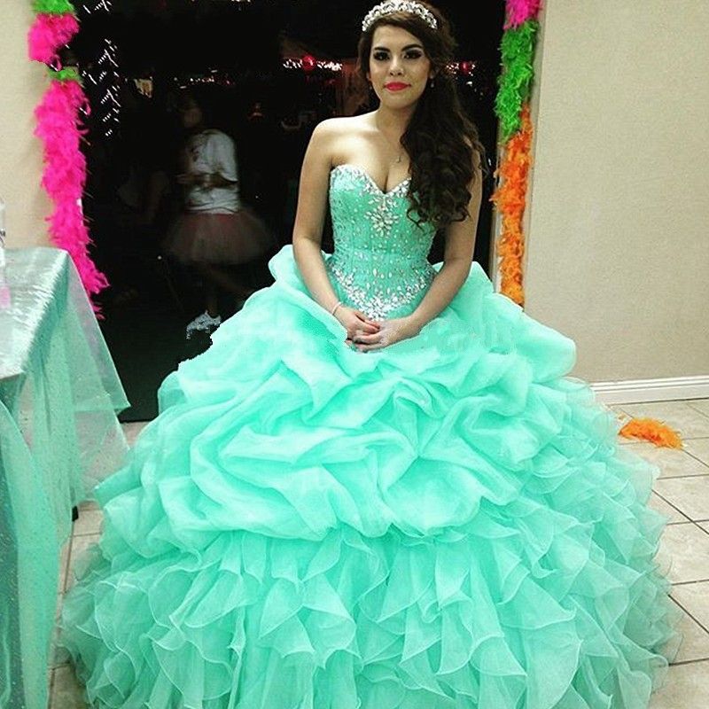 Mint Green Quinceanera Dresses 2016 Vestidos De 15 Anos Back Corset