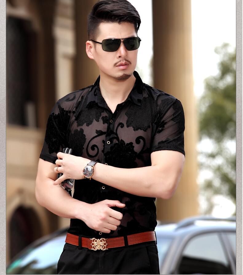 see through black shirt outfit