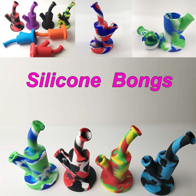 2017 Silicone Water Bongs 18mm Joint Smoking Bubbler 9.44 Inch With