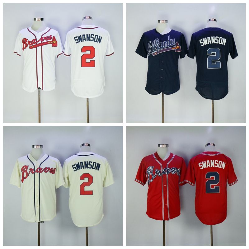 2017 Braves 2 Swanson Baseball Jerseys Brand Baseball Wears Hot Sale Cheap Braves Baseball