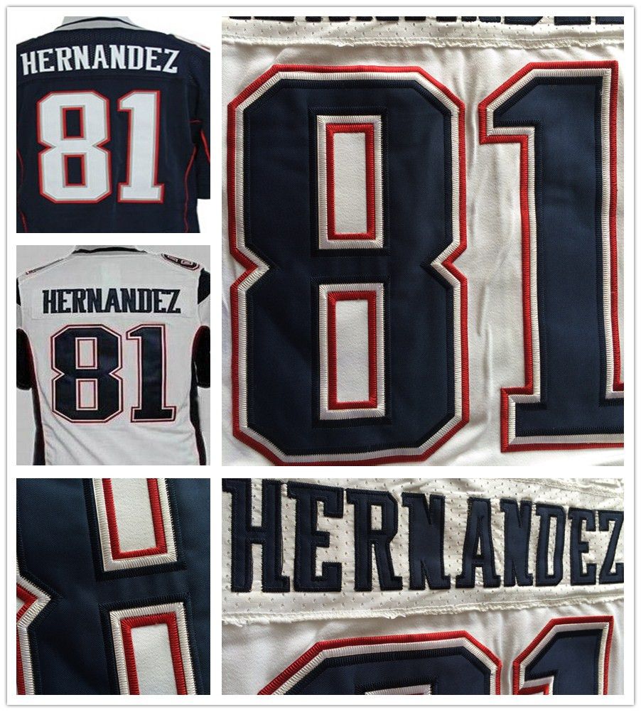 2017 Mens 81 Aaron Hernandez Jersey Blue White Cheap Good Quality Aaron Hernandez Football 