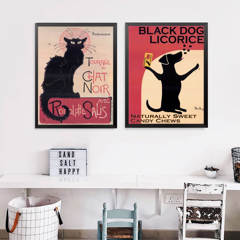 Dog Wall Decor black dog cartoon canvas art print painting poster, animals wall Dog Wall Decor black dog cartoon canvas art print painting poster, animals wall