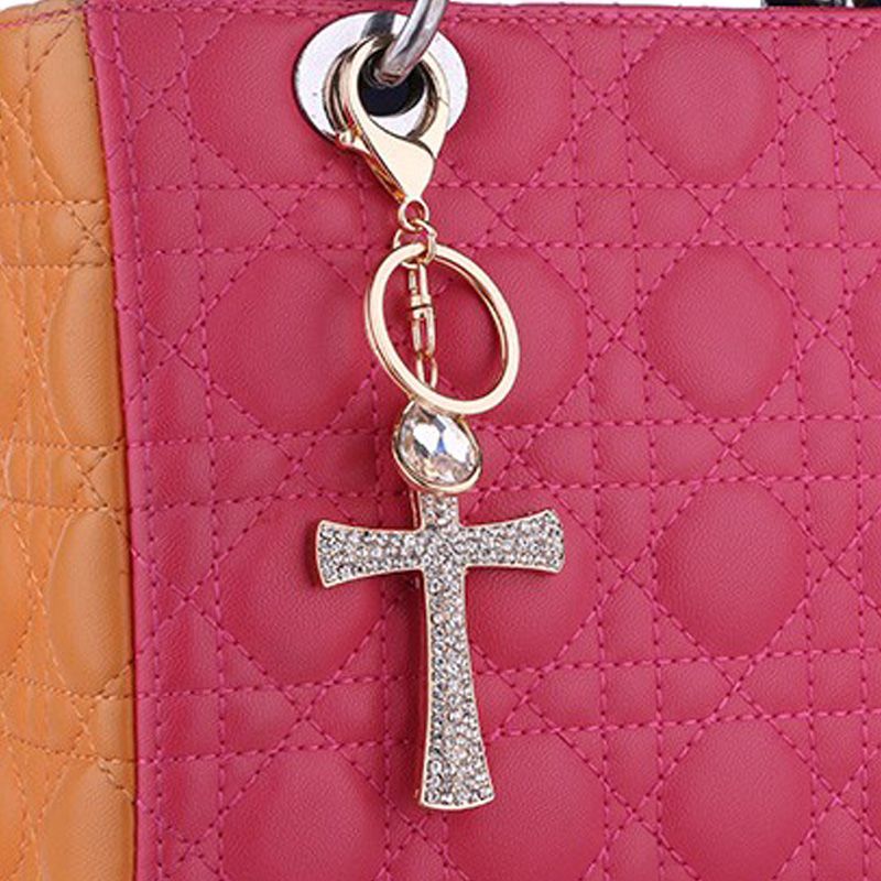 Cross Keychain Crystal Rhinestone Cross Key Chain Rings Holder Charms