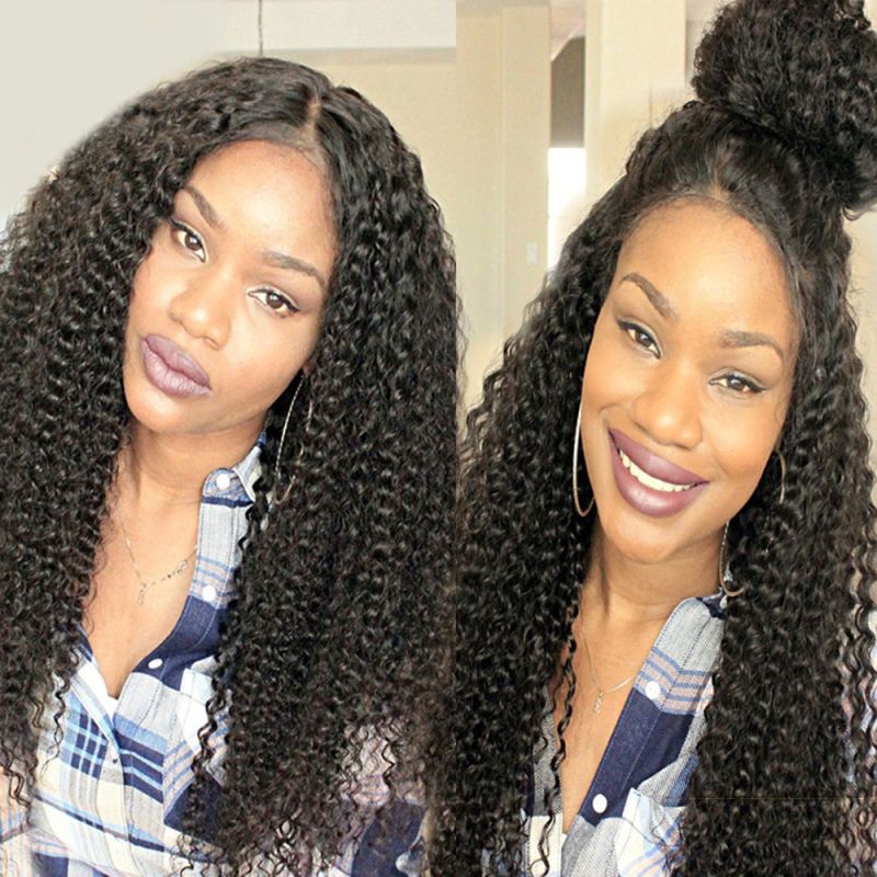 Brazilian Virgin Human Hair Curly Style Lace Front Wig With Baby