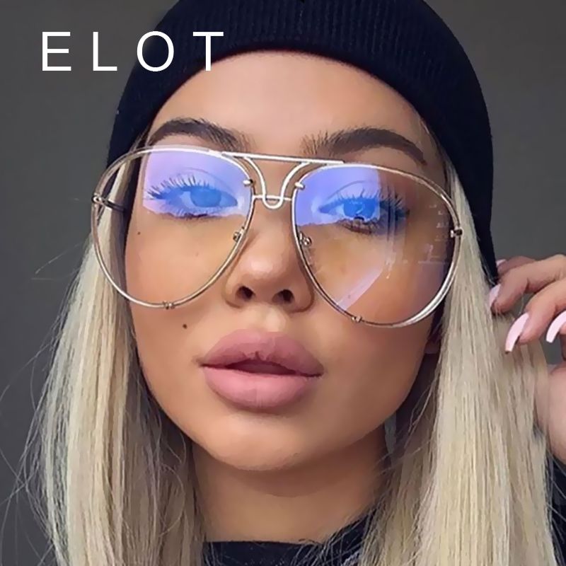 Wholesale Elot Classic Ladies Oversized Pilot Clear Sunglasses Women